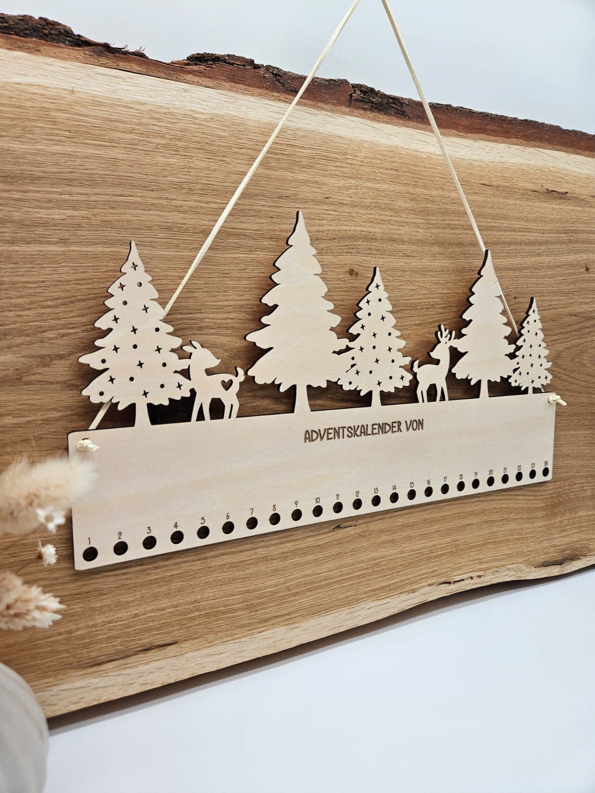 Adventskalender Waldlandschaft, Rehe, Bäume, Wald, Adventscountdown, Kalender für Kinder Laserdatei