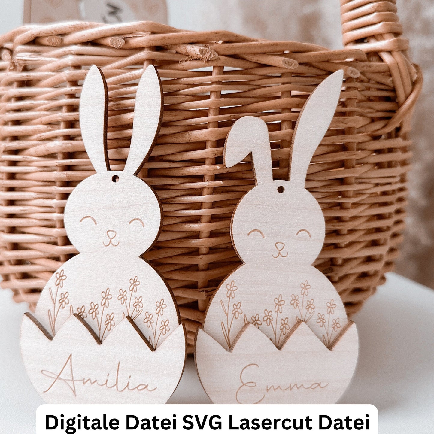 4 verschiedene Osterkorb Anhänger - Digitale Datei