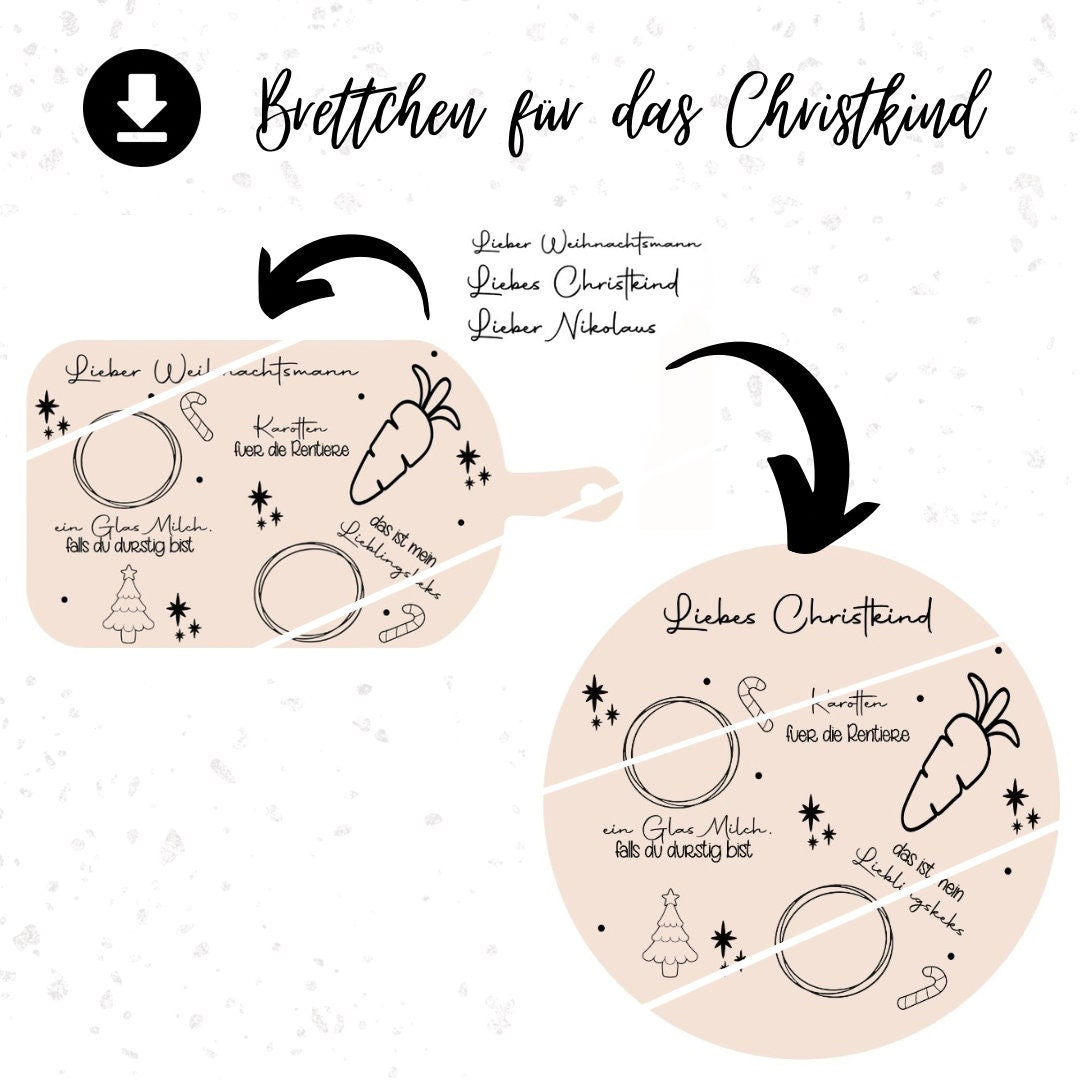 Brettchen für den Weihnachtsmann, Nikolaus, Christkind - Digitale Datei