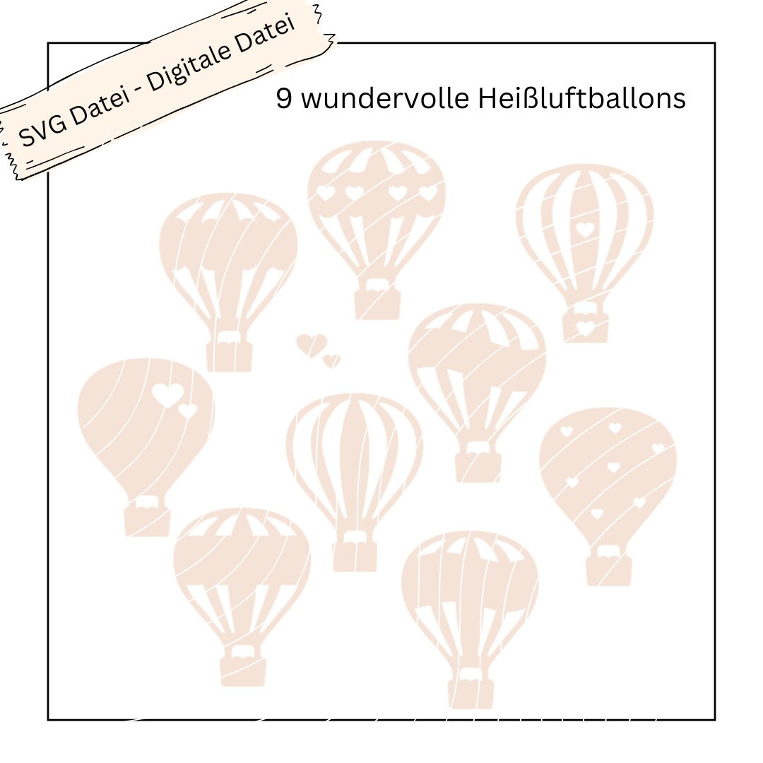 9 wundervolle Heißluftballons - Digitale Datei