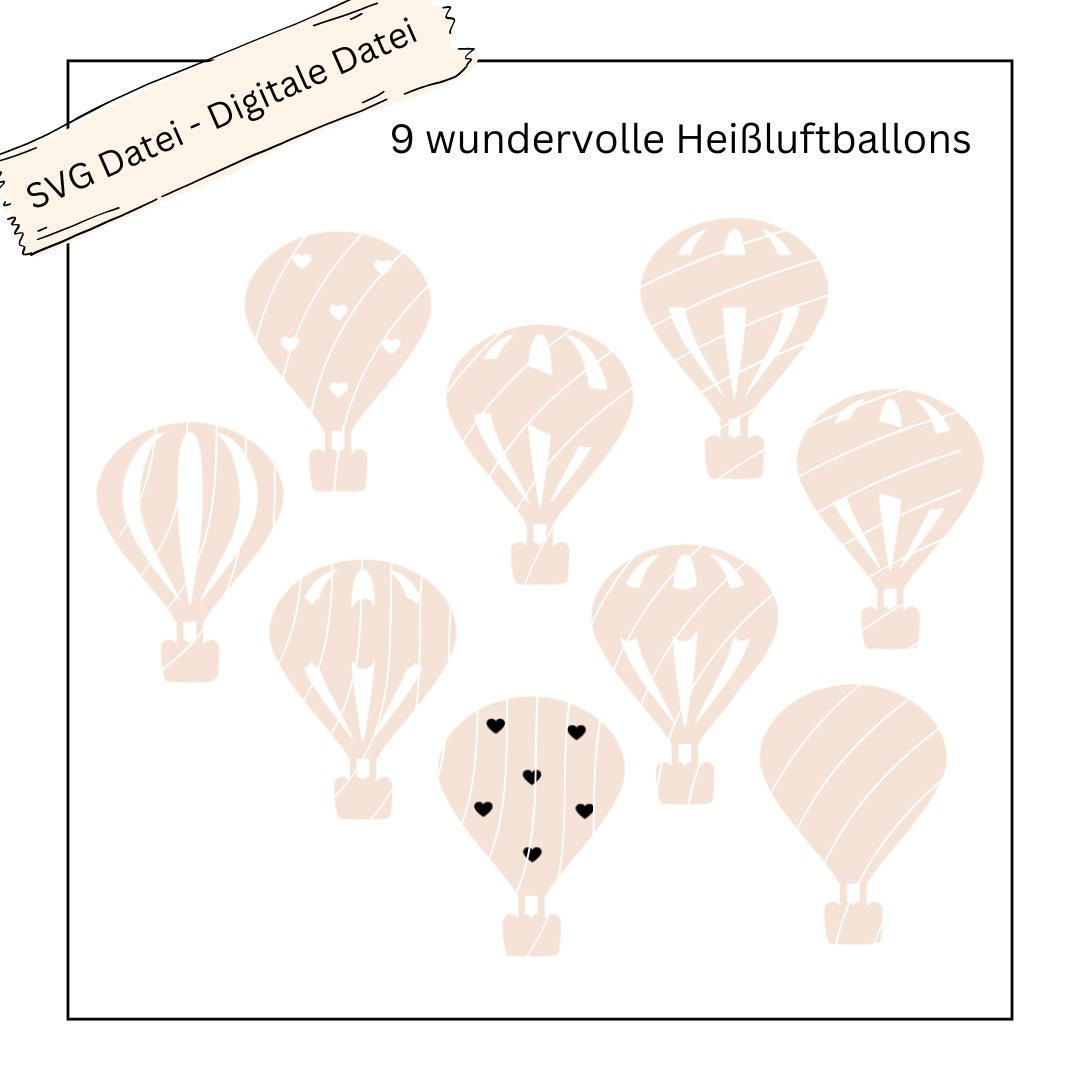 9 wundervolle Heißluftballons - Digitale Datei