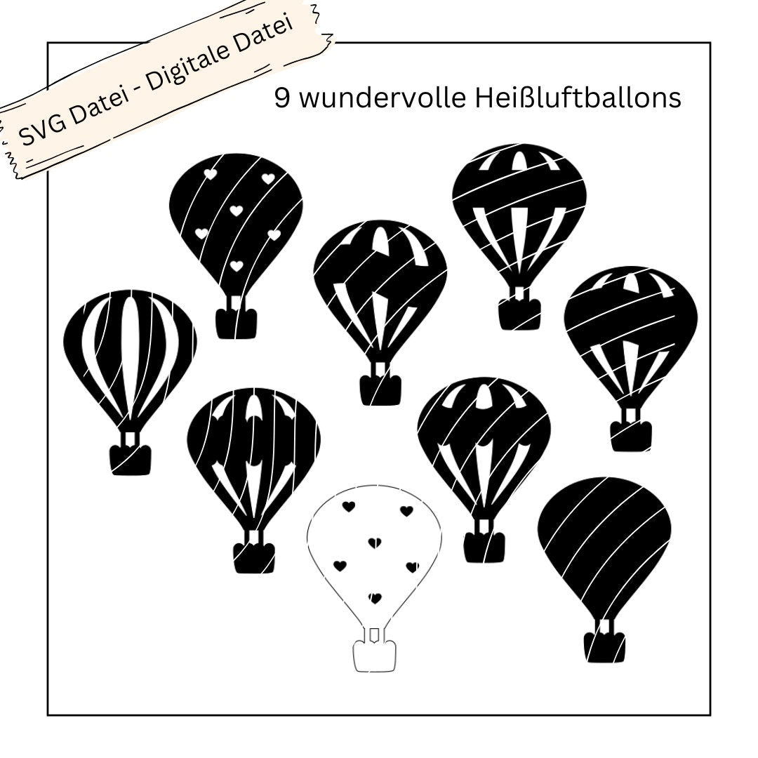 9 wundervolle Heißluftballons - Digitale Datei