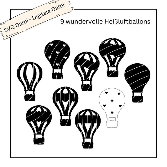 9 wundervolle Heißluftballons - Digitale Datei