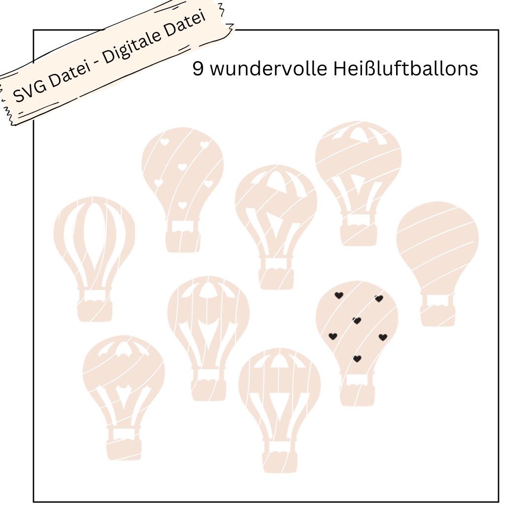 9 wundervolle Heißluftballons - Digitale Datei