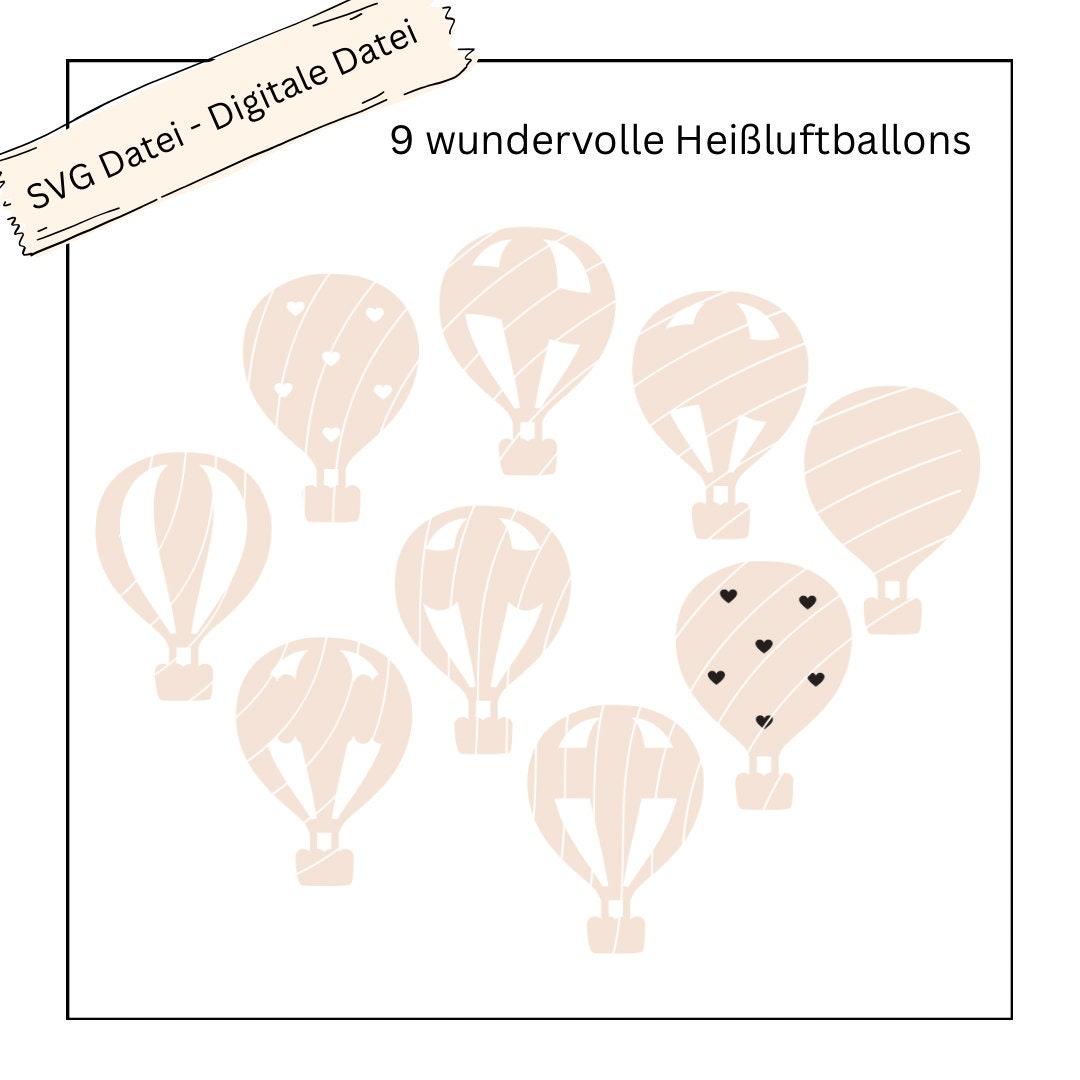 9 wundervolle Heißluftballons - Digitale Datei