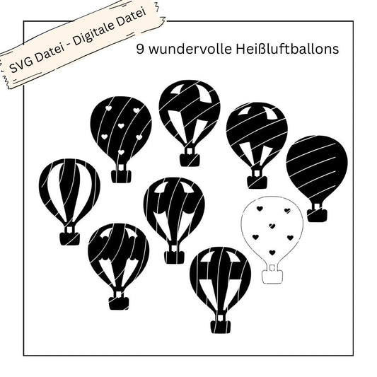 9 wundervolle Heißluftballons - Digitale Datei