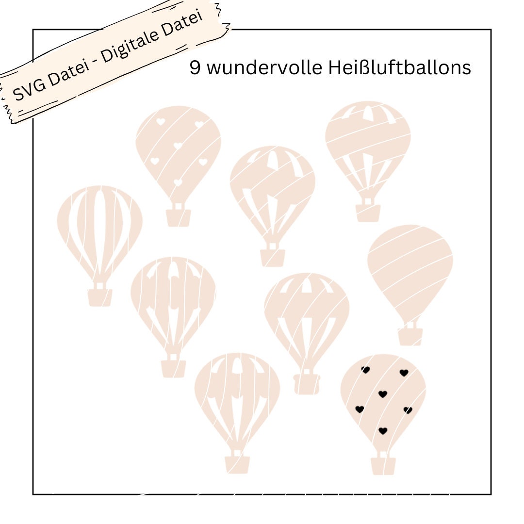 9 wundervolle Heißluftballons - Digitale Datei