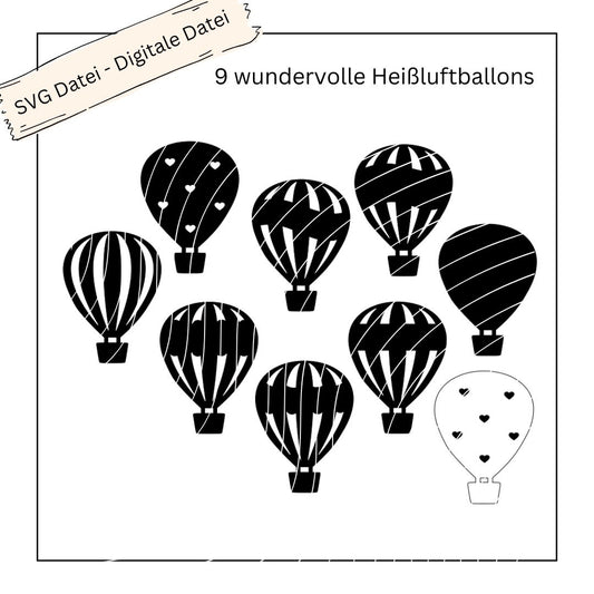 9 wundervolle Heißluftballons - Digitale Datei