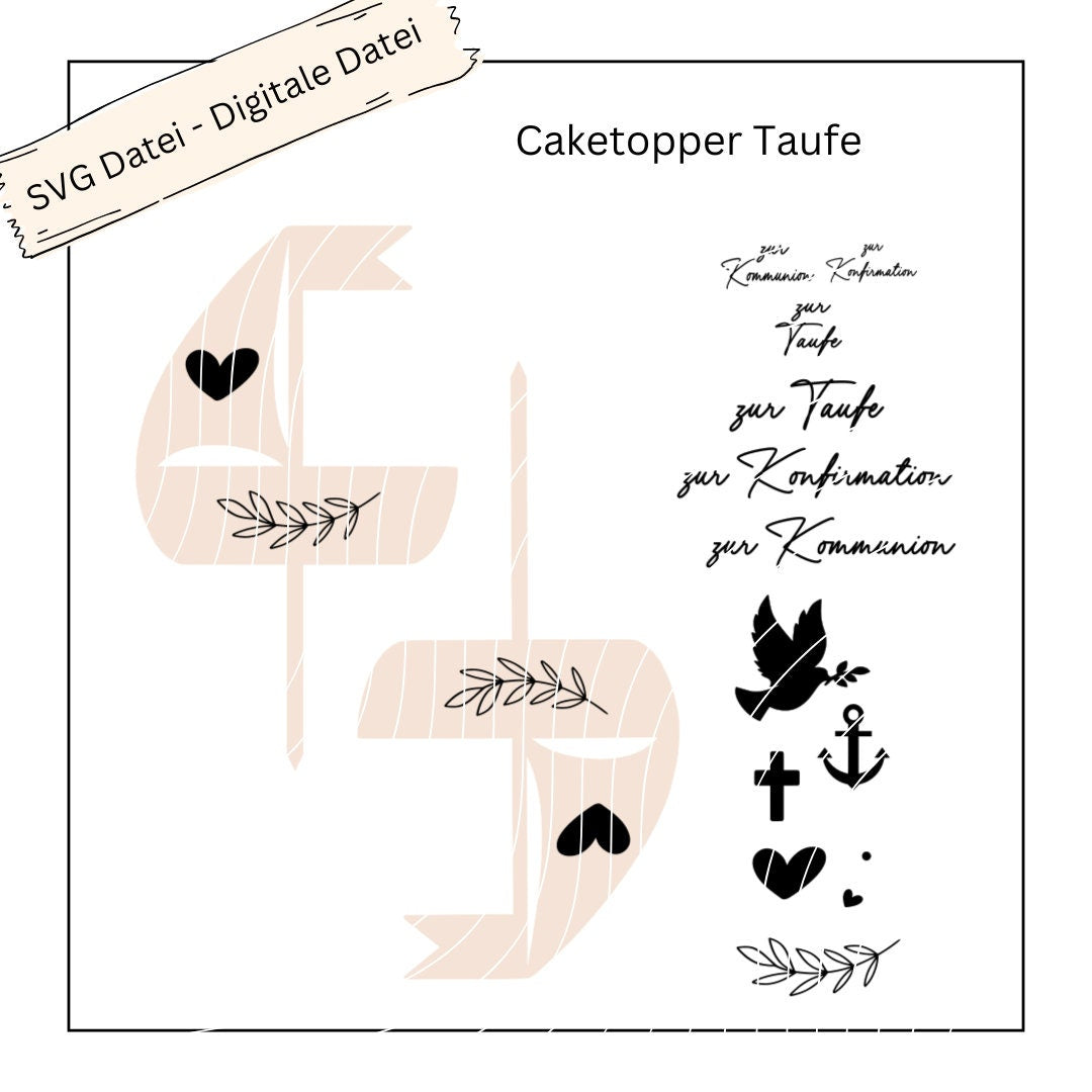 Caketopper Boot neutral zur Taufe / Kommunion / Konfirmation - Digitale Datei