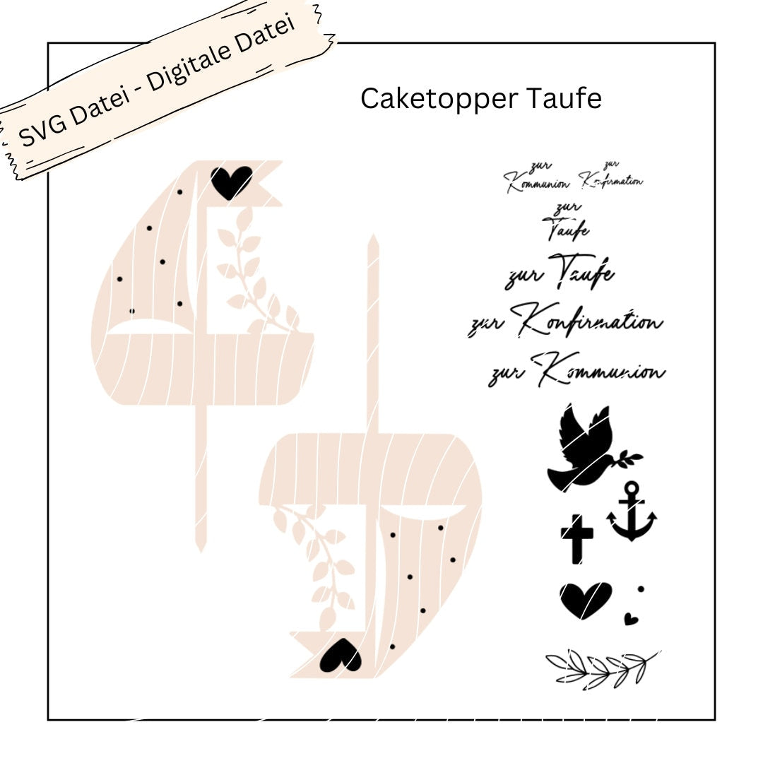 Caketopper Boot floral zur Taufe / Kommunion / Konfirmation - Digitale Datei