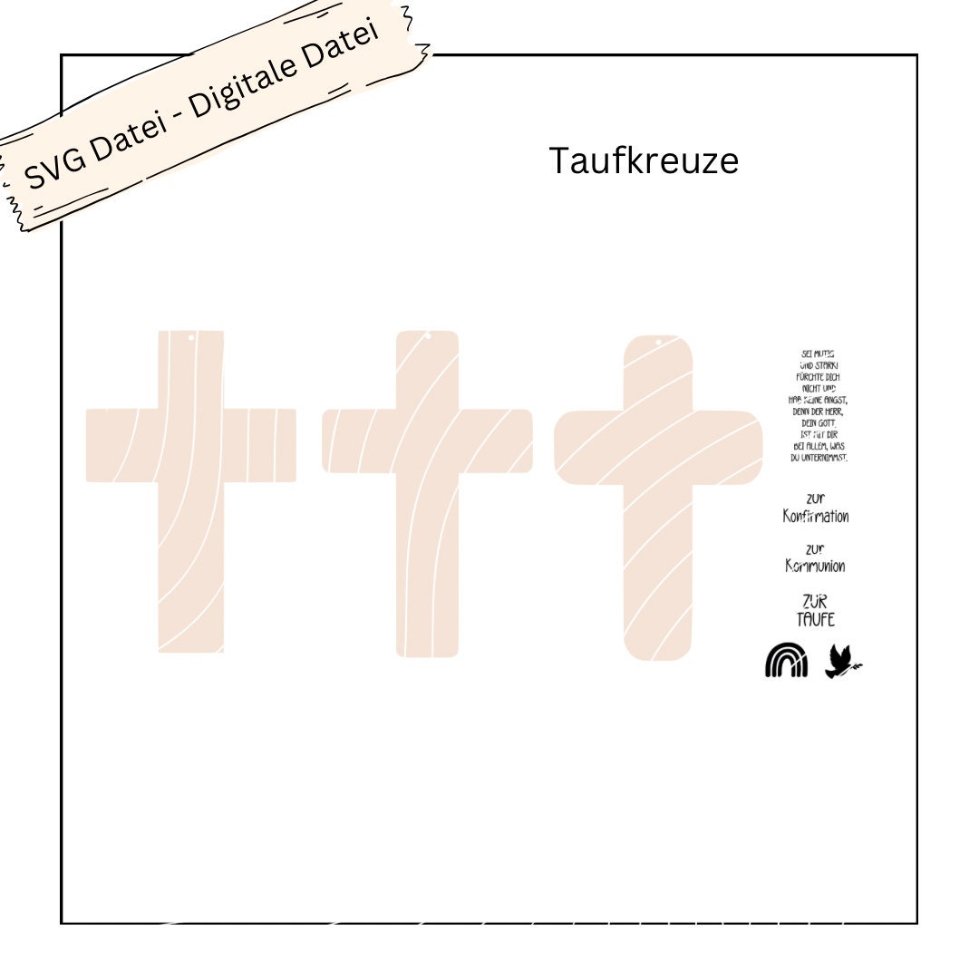 Kreuz für Taufe, Kommunion, Konfirmation - Digitale Datei