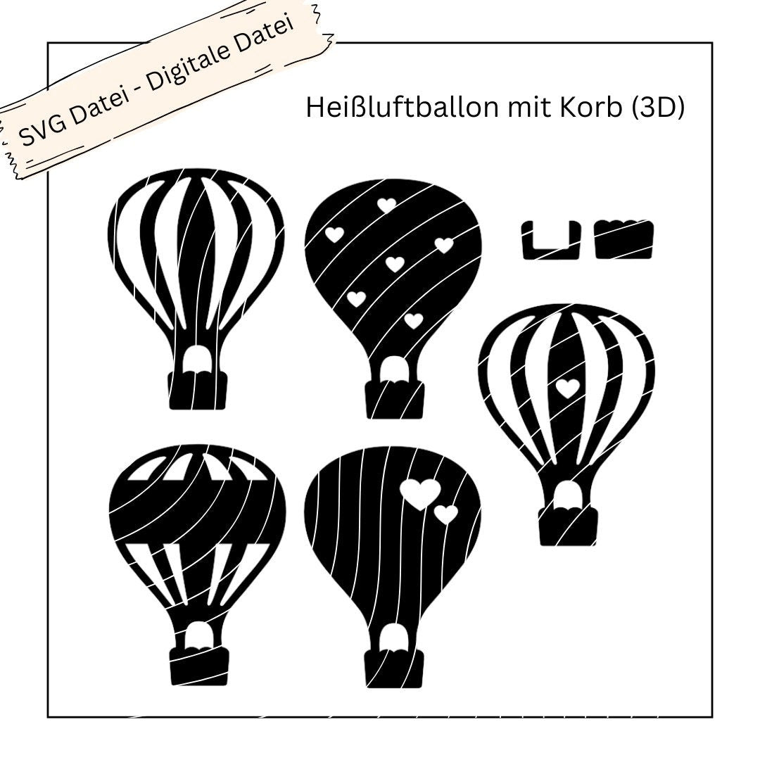 Heißluftballon 3D, Reise, Geburtstag, Taufe - Digitale Datei