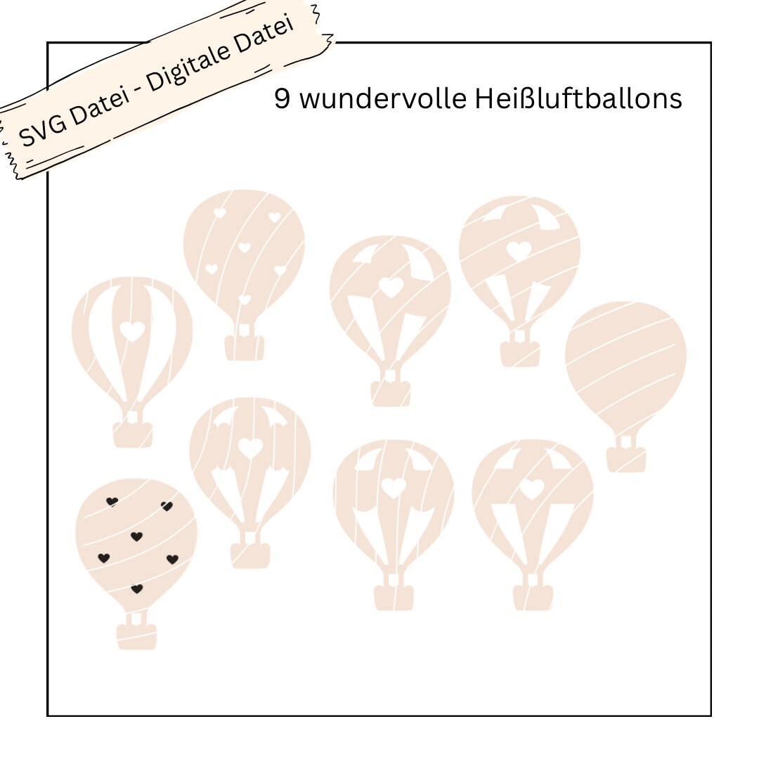 9 wundervolle Heißluftballons - Digitale Datei