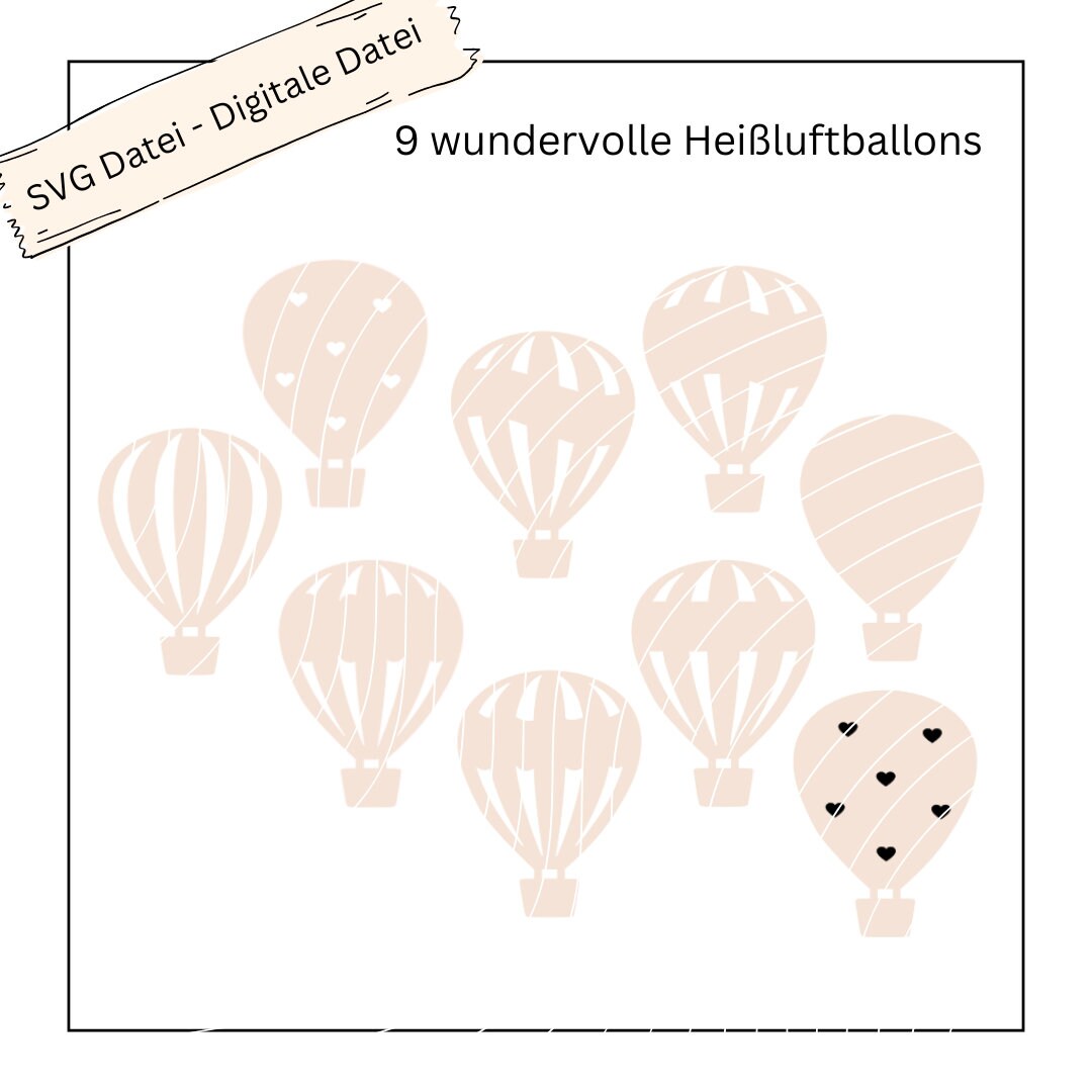 9 wundervolle Heißluftballons - Digitale Datei