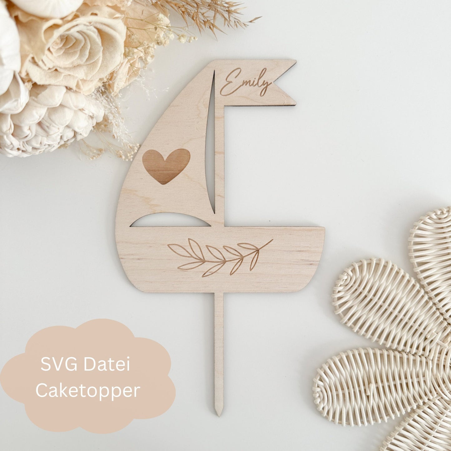 Caketopper Boot neutral zur Taufe / Kommunion / Konfirmation - Digitale Datei