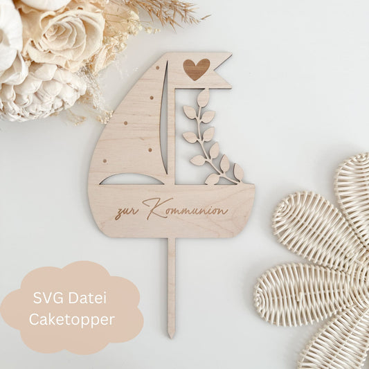 Caketopper Boot floral zur Taufe / Kommunion / Konfirmation - Digitale Datei