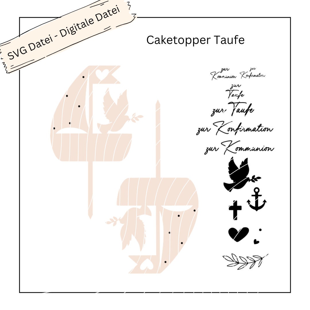 Caketopper zur Taufe / Kommunion / Konfirmation - Digitale Datei