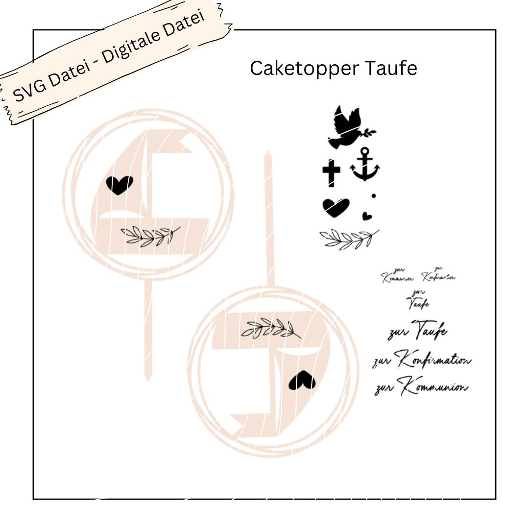 Caketopper Loop neutral zur Taufe / Kommunion / Konfirmation - Digitale Datei