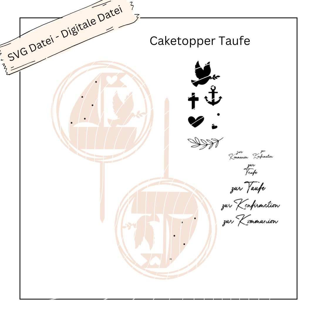 Caketopper Loop Taube zur Taufe / Kommunion / Konfirmation - Digitale Datei