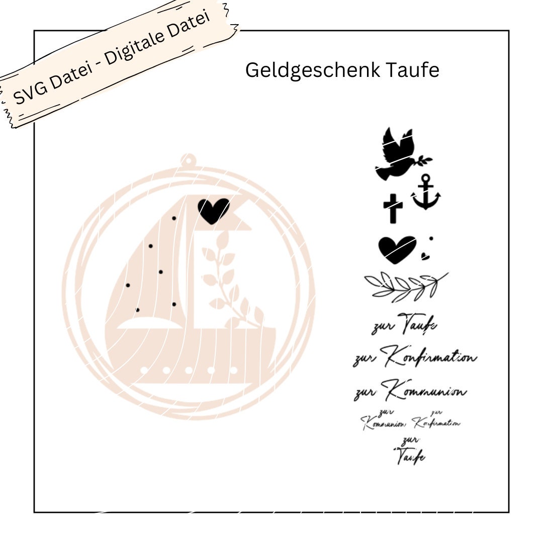 Geldgeschenk Boot-Loop floral zur Taufe, Kommunion, Konfirmation - Digitale Datei