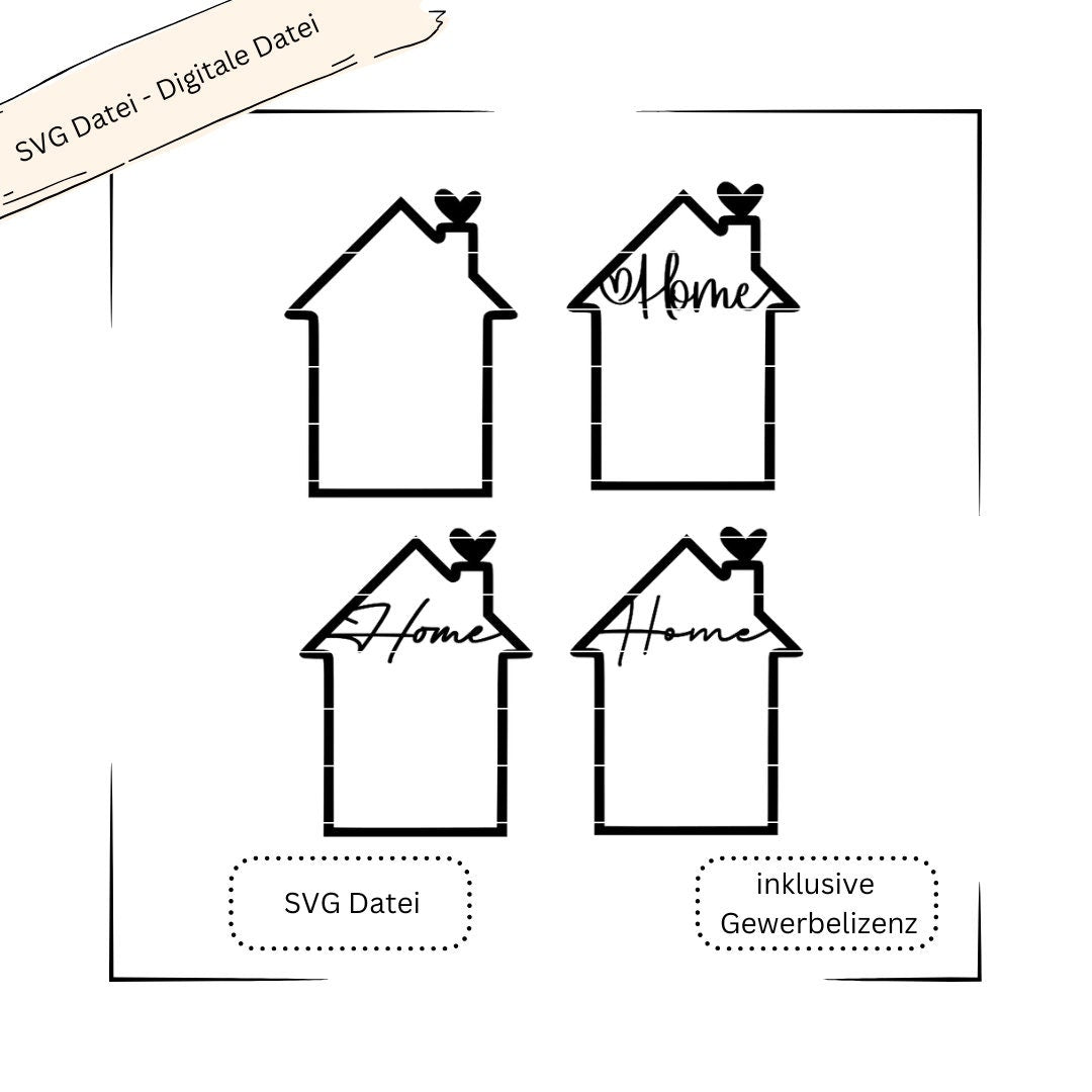 Haus Home in 4 Varianten - Digitale Datei