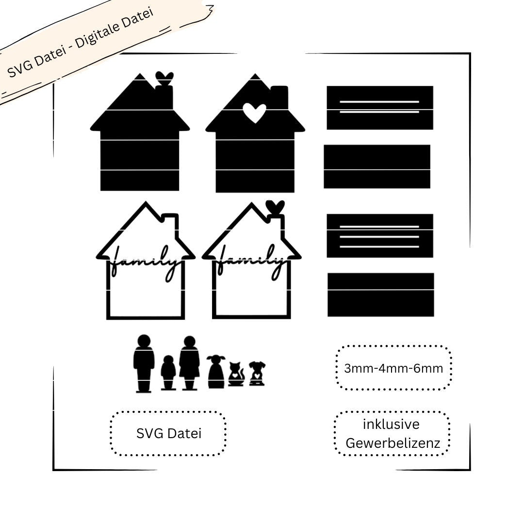 Gewerbelizenz Haus Home, Familienhaus, Aufsteller Haus - Digitale Datei