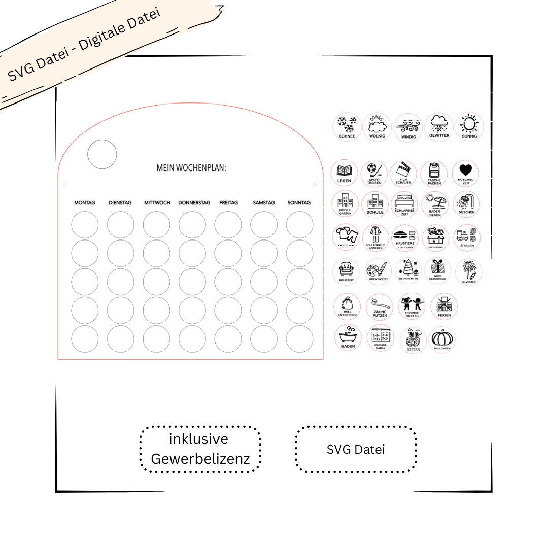 Wochenplan, Wochenplaner Kinder - Digitale Datei