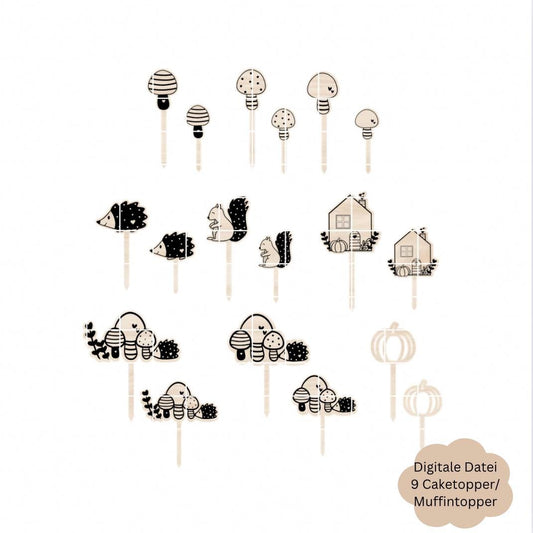 9 Caketopper / Muffintopper Herbstmotive - Digitale Datei